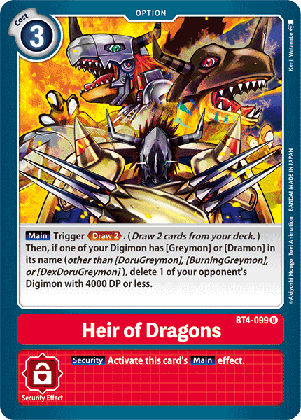 Heir of Dragons - BT4-099 - Uncommon available at 401 Games Canada