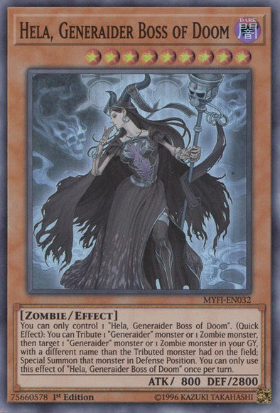 Hela, Generaider Boss of Doom - MYFI-EN032 - Super Rare - 1st Edition available at 401 Games Canada