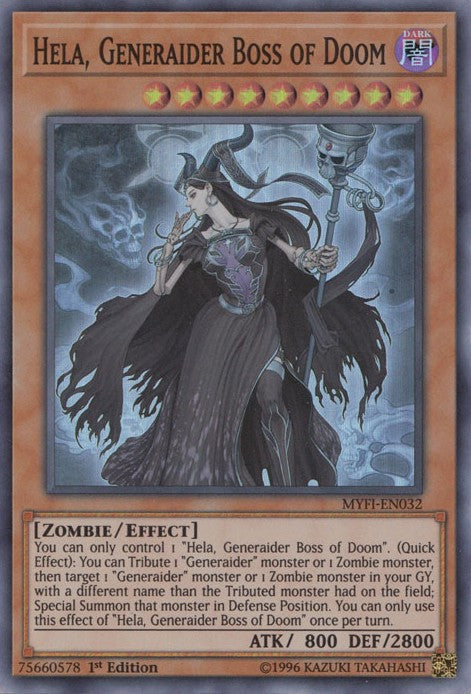 Hela, Generaider Boss of Doom - MYFI-EN032 - Super Rare - 1st Edition available at 401 Games Canada