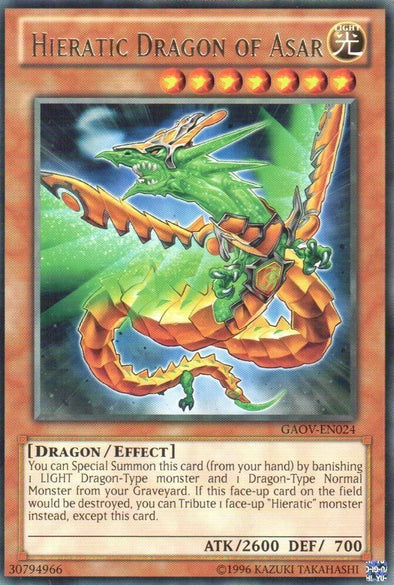 Hieratic Dragon of Asar - GAOV-EN024 - Rare - Unlimited available at 401 Games Canada