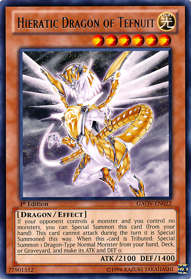 Hieratic Dragon of Tefnuit - GAOV-EN022 - Rare - 1st Edition available at 401 Games Canada