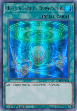 Hieratic Seal of Convocation - GFTP-EN054 - Ultra Rare - 1st Edition available at 401 Games Canada