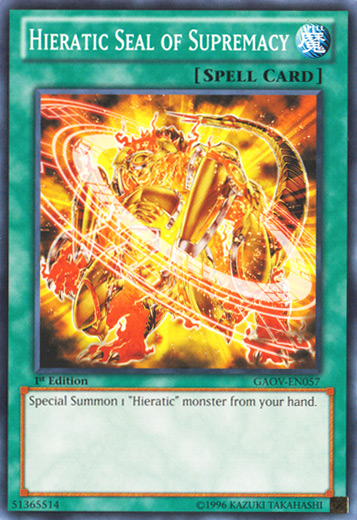 Hieratic Seal of Supremacy - GAOV-EN057 - Common - 1st Edition available at 401 Games Canada