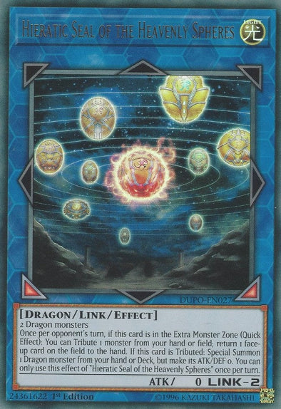 Hieratic Seal of the Heavenly Spheres - DUPO-EN027 - Ultra Rare - 1st Edition available at 401 Games Canada