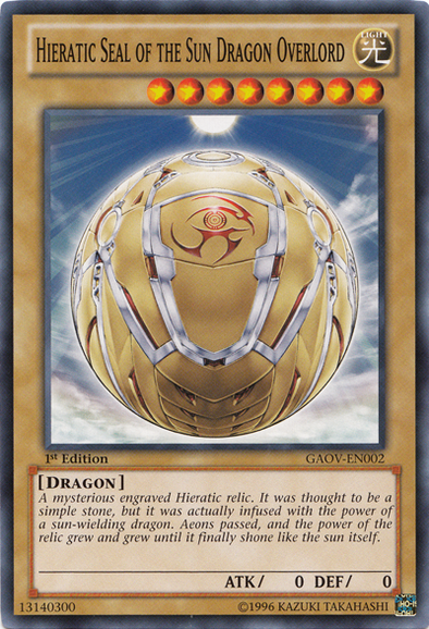 Hieratic Seal of the Sun Dragon Overlord - GAOV-EN002 - Common - 1st Edition available at 401 Games Canada