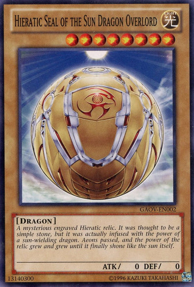 Hieratic Seal of the Sun Dragon Overlord - GAOV-EN002 - Common - Unlimited available at 401 Games Canada