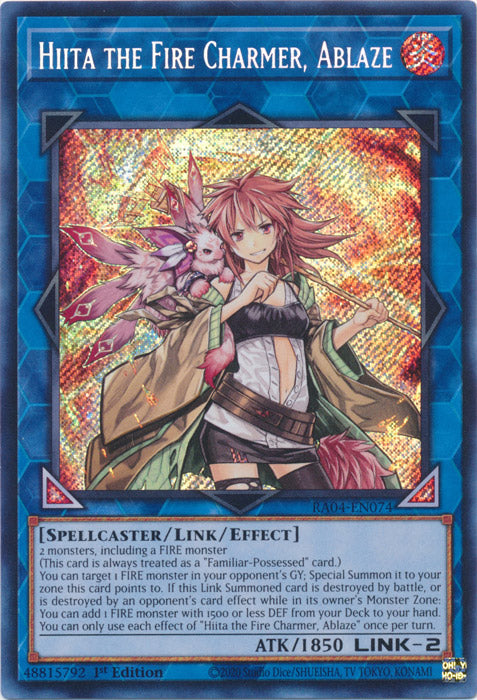 Hiita the Fire Charmer, Ablaze (Secret Rare) - RA04-EN074 - Secret Rare - 1st Edition