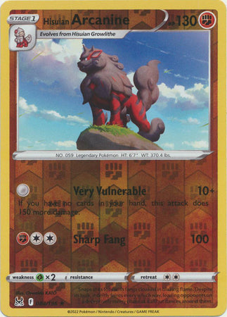 Hisuian Arcanine - 084/196 - Holo Rare - Reverse Holo available at 401 Games Canada