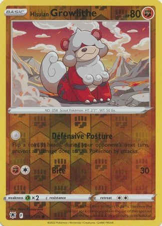 Hisuian Growlithe - 070/189 - Common - Reverse Holo available at 401 Games Canada