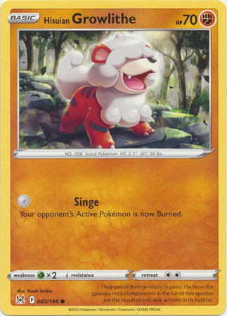 Hisuian Growlithe - 083/196 - Common available at 401 Games Canada