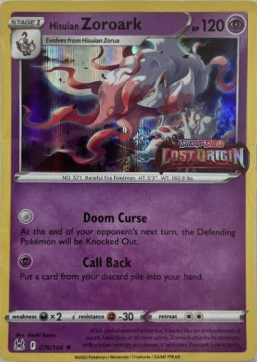 Hisuian Zoroark - 076/196 - Holo Promo (Lost Origin Stamped) available at 401 Games Canada