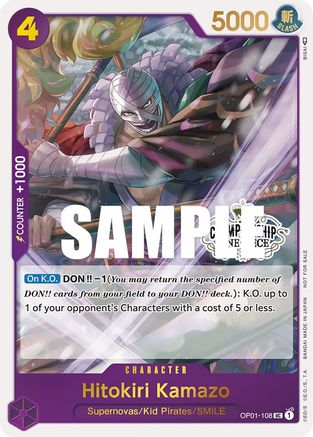 Hitokiri Kamazo (Store Championship Participation Pack) - OP01-108 - Promo available at 401 Games Canada