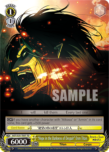 "Hope in the Darkness of Despair" Eren Titan - AOT/S35-TE07 - Trial Deck available at 401 Games Canada