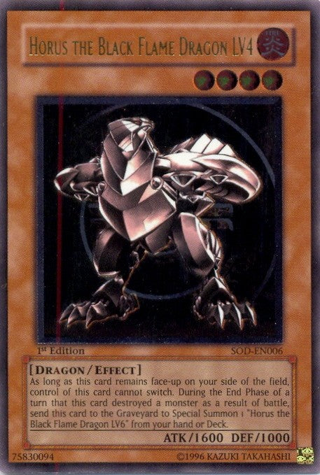 Horus the Black Flame Dragon LV4 - SOD-EN006 - Ultimate Rare - 1st Edition available at 401 Games Canada