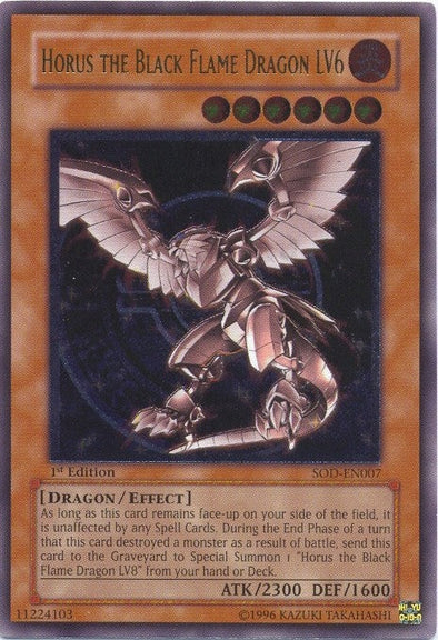 Horus the Black Flame Dragon LV6 - SOD-EN007 - Ultimate Rare - 1st Edition available at 401 Games Canada