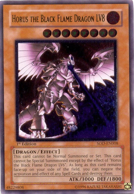 Horus the Black Flame Dragon LV8 - SOD-EN008 - Ultimate Rare - 1st Edition available at 401 Games Canada