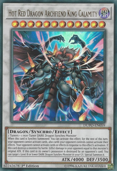 Hot Red Dragon Archfiend King Calamity - DUPO-EN059 - Ultra Rare - 1st Edition available at 401 Games Canada