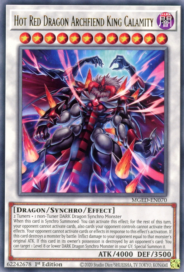 Hot Red Dragon Archfiend King Calamity - MGED-EN070 - Rare - 1st Edition available at 401 Games Canada