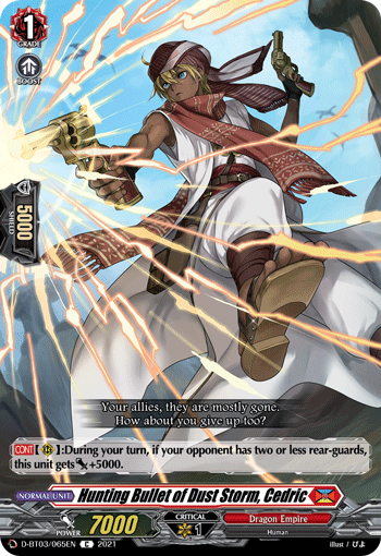 Hunting Bullet of Dust Storm, Cedric - D-BT03/065 - Common available at 401 Games Canada