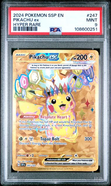 Pikachu ex - Surging Sparks - Hyper Rare - PSA 9 Mint
