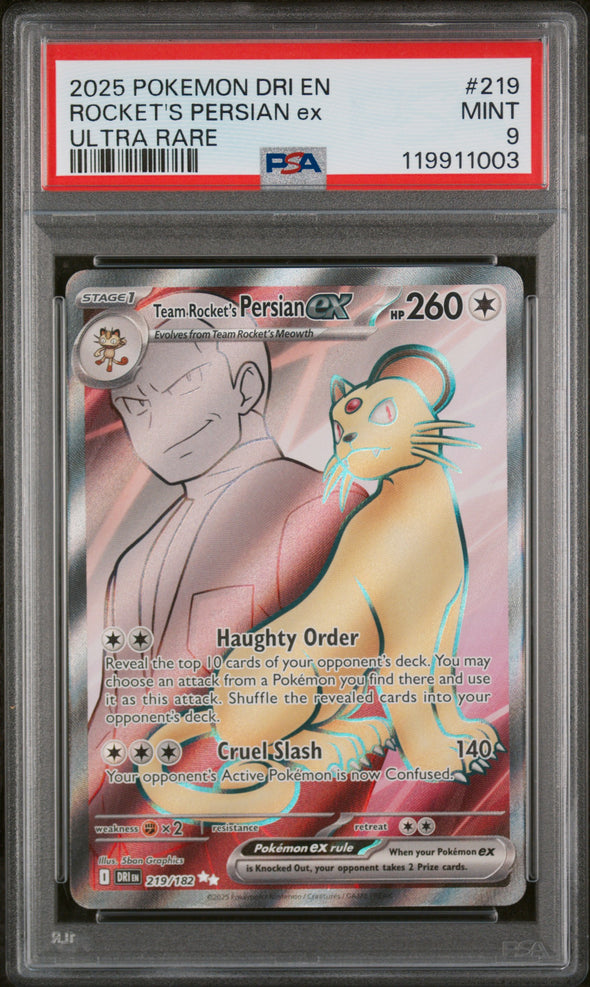 ROCKET'S PERSIAN ex (219) - POKEMON DRI EN-DESTINED RIVALS - ULTRA RARE - MINT 9