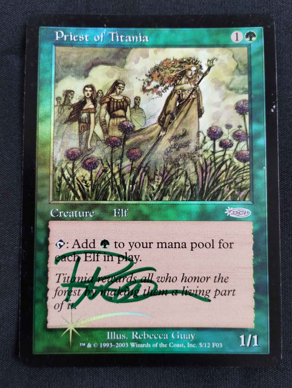 Priest of Titania - FNM Promo - Foil - Artist Signed - MP-