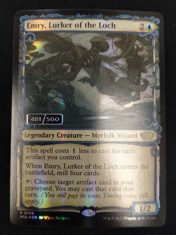 Emry, Lurker of the Loch - Double Rainbow Serialized Foil - Multiverse Legends 481/500 - NM