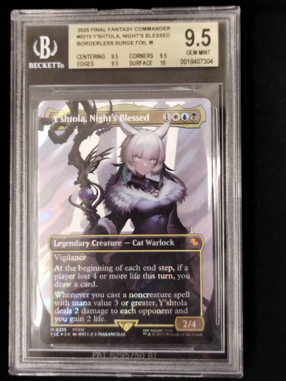 Y'shtola, Night's Blessed - Borderless Surge Foil- Final Fantasy Commander - Beckett (BGS) Graded 9.5