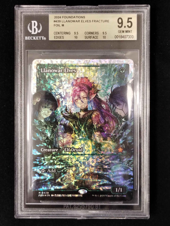 Llanowar Elves - Japan Showcase Fracture Foil- English Language - Foundations - Beckett (BGS) Graded 9.5