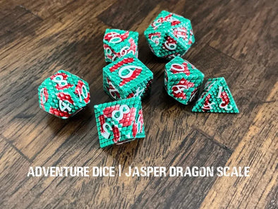 Adventure Dice - 7 Piece Set - Metal - Jasper Dragon Scale