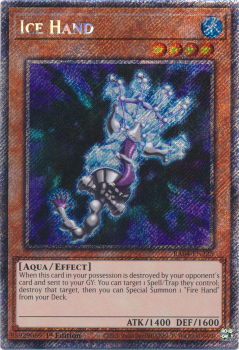 Ice Hand (Platinum Secret Rare) - RA04-EN225 - Platinum Secret Rare - 1st Edition