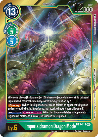 Imperialdramon Dragon Mode (Alternate Art) - BT3-111 - Secret Rare available at 401 Games Canada