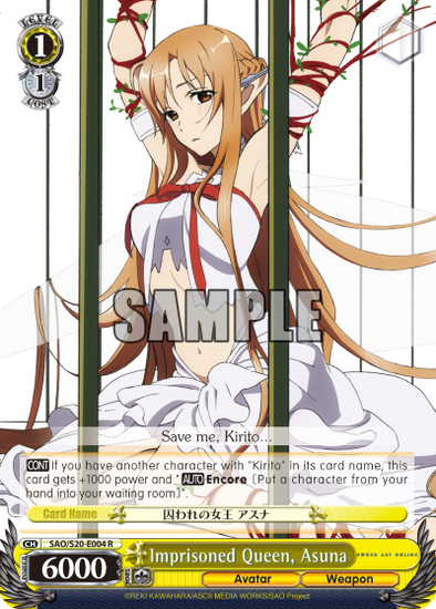 Imprisoned Queen, Asuna - SAO/S20-E004 - Rare available at 401 Games Canada