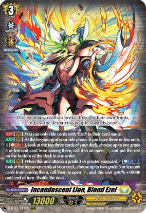 Incandescent Lion, Blond Ezel - D-BT11/011EN - Triple Rare available at 401 Games Canada