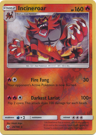 Incineroar - 26/149 - Rare - Reverse Holo available at 401 Games Canada