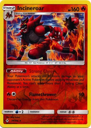 Incineroar - 29/214 - Rare - Reverse Holo available at 401 Games Canada