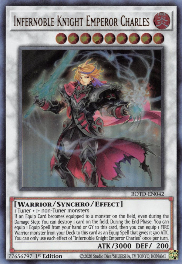Infernoble Knight Emperor Charles - ROTD-EN042 - Ultra Rare - 1st Edition available at 401 Games Canada