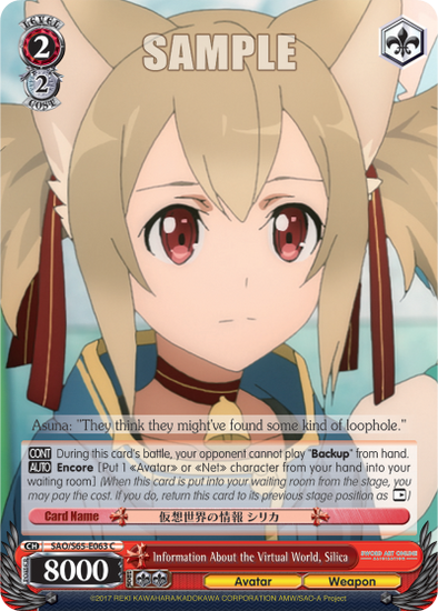 Information About the Virtual World, Silica - SAO/S65-E063 - Common available at 401 Games Canada