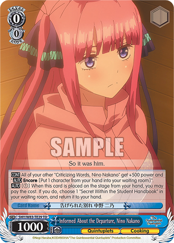 Informed About the Departure, Nino Nakano - 5HY/W83-TE29 - Trial Deck available at 401 Games Canada