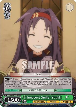 Innocent Smile, Yuuki (SR) - SAO/S100-E036S - Super Rare available at 401 Games Canada