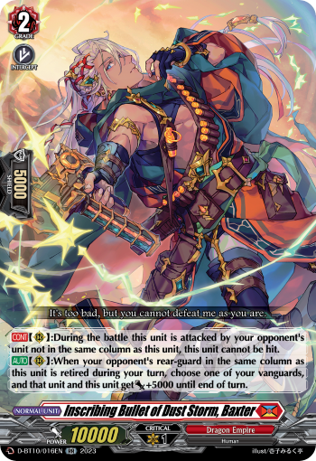 Inscribing Bullet of Dust Storm, Baxter - D-BT10/016 - Double Rare available at 401 Games Canada