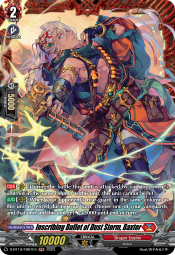 Inscribing Bullet of Dust Storm, Baxter - D-BT10/FR01 - Frame Rare available at 401 Games Canada