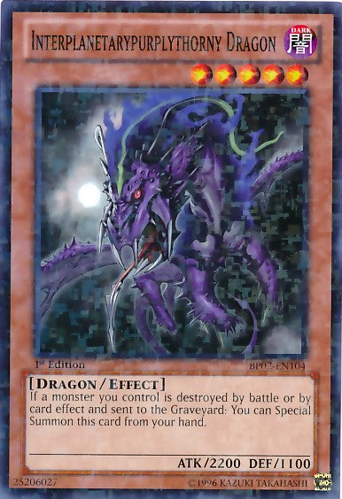 Interplanetarypurplythorny Dragon - BP02-EN104 - Mosaic Rare - 1st Edition available at 401 Games Canada