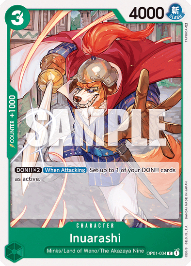 Inuarashi - OP01-034 - Common available at 401 Games Canada