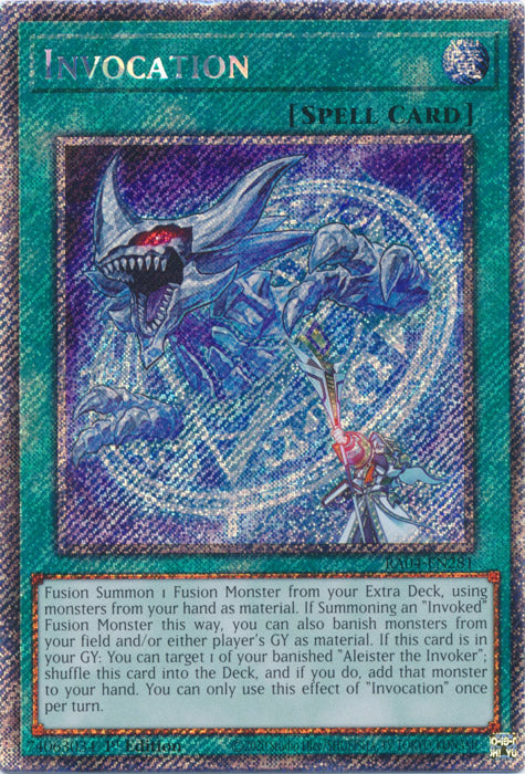 Invocation (Platinum Secret Rare) - RA04-EN281 - Platinum Secret Rare - 1st Edition