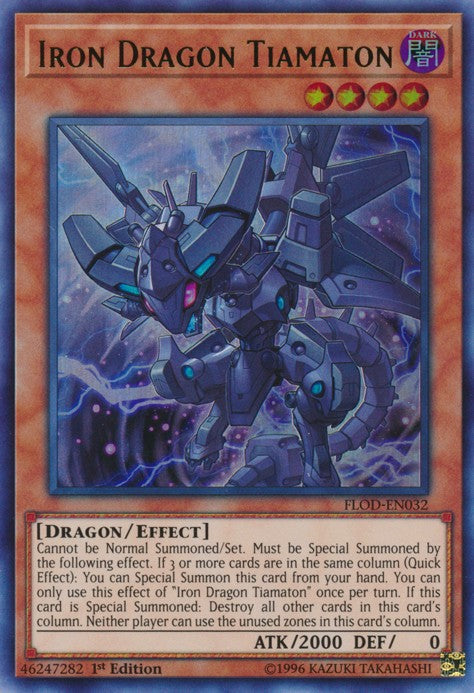 Iron Dragon Tiamaton - FLOD-EN032 - Ultra Rare - 1st Edition available at 401 Games Canada