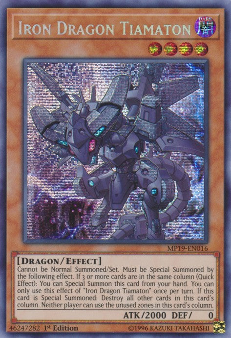 Iron Dragon Tiamaton - MP19-EN016 - Prismatic Secret Rare - 1st Edition available at 401 Games Canada