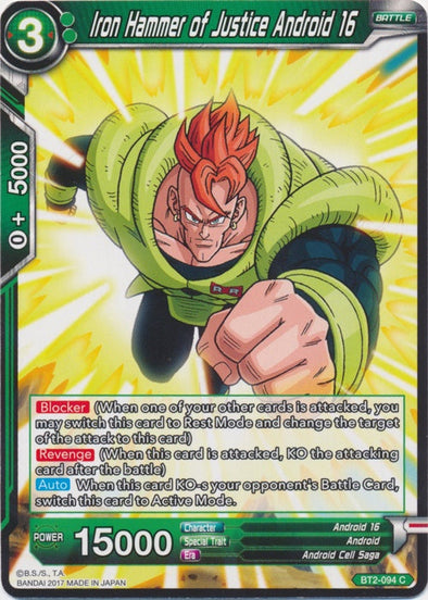 Iron Hammer of Justice Android 16 - BT2-094 - Common available at 401 Games Canada