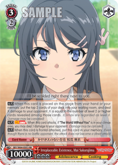Irreplaceable Existence, Mai Sakurajima - SBY/W64-E053 - Double Rare available at 401 Games Canada