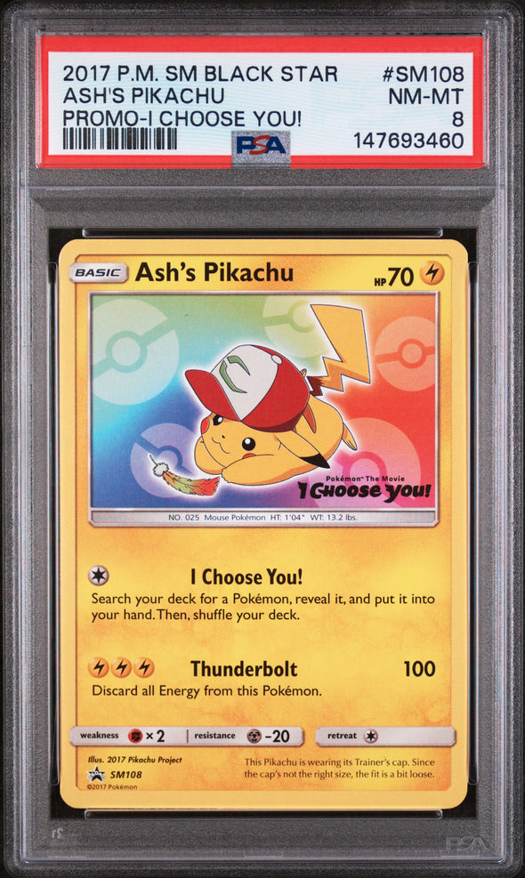 ASH'S PIKACHU (SM108) - POKEMON SM BLACK STAR PROMO - PROMO-I CHOOSE YOU! - NM-MT 8